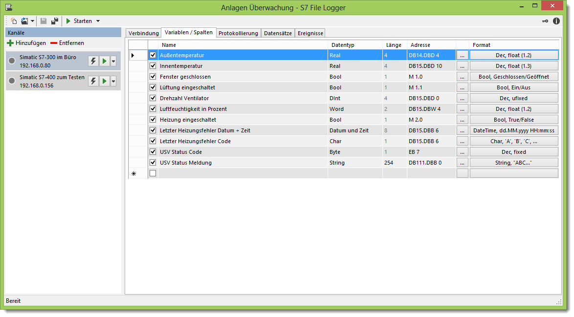 Übersicht der Einsatzmöglichkeiten von S7 to CSV.